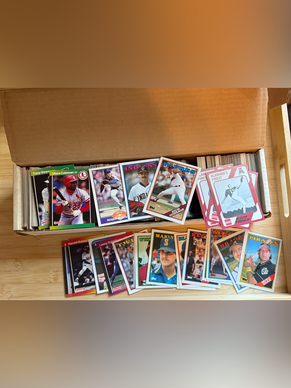 Box of Vintage Baseball Cards w Few Football Assorted Topps Score Donruss Fleer
